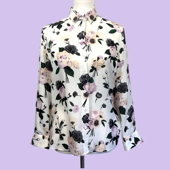 Equipment Liana Floral Print 100% Silk Blouse XS